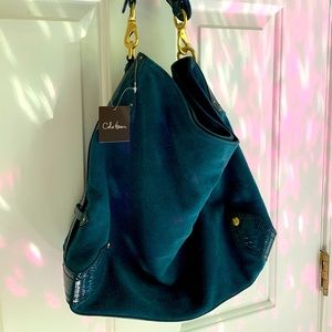 Cole Haan NWT teal slouchy suede purse